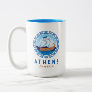 Athene, Griekenland Grieks scheepsontwerp Tweekleurige Koffiemok