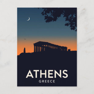 Athene Griekenland Parthenon Silhouet Briefkaart