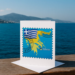 Athene Griekenland Reisstempel Griekse vlag en kaa Kaart