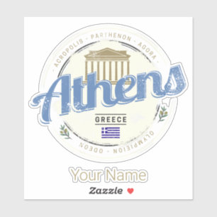 Athene Griekenland Retro Acropolis  Souvenir Sticker