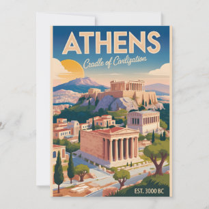 Athene Griekenland Retro Silhouette Stadsgezicht R Feestdagenkaart