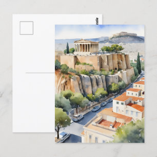 Athene Griekenland waterverf art Briefkaart
