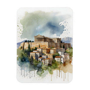 Athene Griekenland waterverf art Magneet