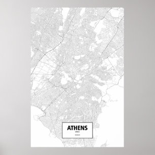 Athene, Griekenland (zwart op wit) Poster