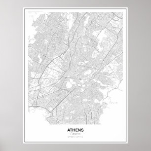 Athene, Grieks minimalistisch Poster van de Kaart 