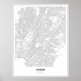 Athene, Grieks minimalistisch Poster van de Kaart