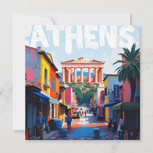 Athene stad feestdagenkaart