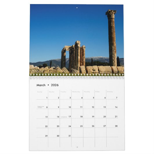 ATHÈNES CALENDRIER 2020 (Mar 2026)