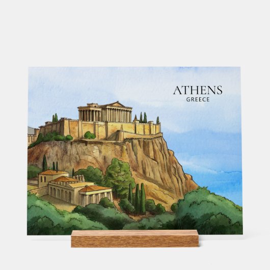 Athènes Grèce Aquarelle | Vues historiques (Recto)