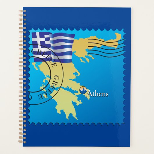 Athènes Grèce Horloge grecque Drapeau et carte (Devant)