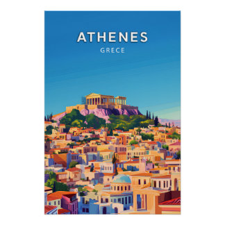 Athenes, Grece, Poster style rétro-chic
