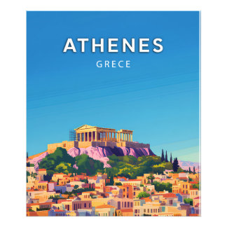 Athenes, Grece, Poster style rétro-chic