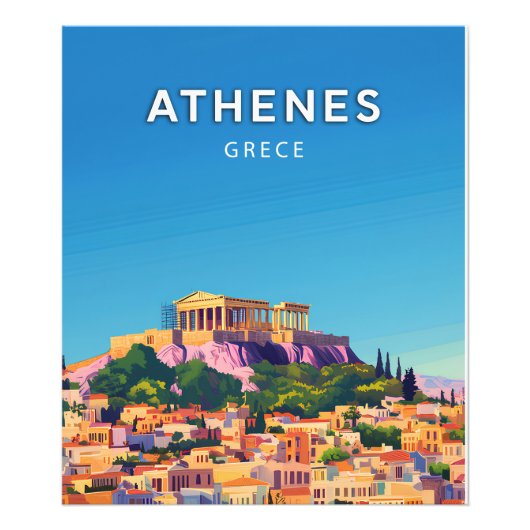 Athenes, Grece, Poster style rétro-chic (Devant)