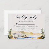 Athènes Mariage RSVP | invitation aérien de Grèce (Devant / Derrière)