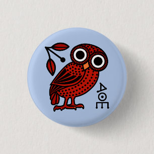 Athenian Owl Ancient Greek Tetradrachme Coin Ronde Button 3,2 Cm