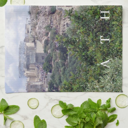 Athens Acropolis vue thé serviette (Plié)