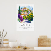 Athens Aquarel Reispark Ski Poster Vintage (Keuken)