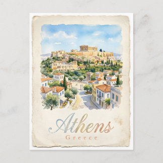 Athens aquarel stad briefkaart