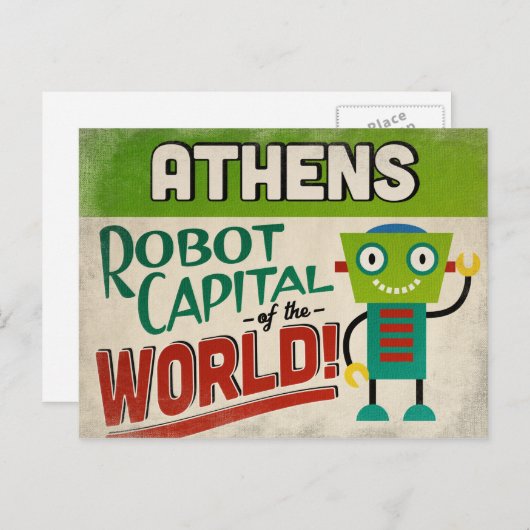 Athens Georgia Robot - Funny Briefkaart (Voorkant / Achterkant)