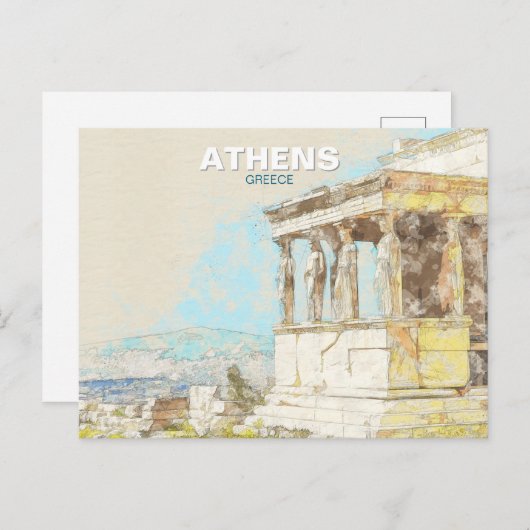 Athens Greece – Ancient Greek City View, Travel Briefkaart (Voorkant / Achterkant)