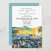 Athens Greece Wedding Invitation Retro (Devant / Derrière)