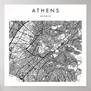 Athens Griekenland Minimal Modern Street Map Poster