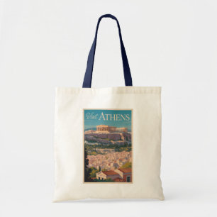 Athens Griekenland Parthenon Travel Art Vintage Tote Bag