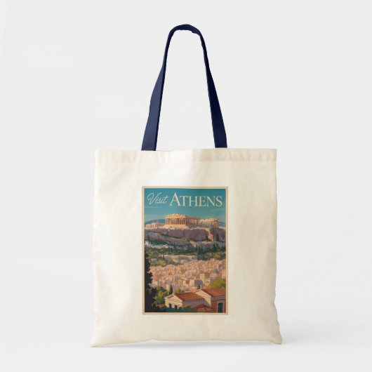 Athens Griekenland Parthenon Travel Art Vintage Tote Bag (Voorkant)
