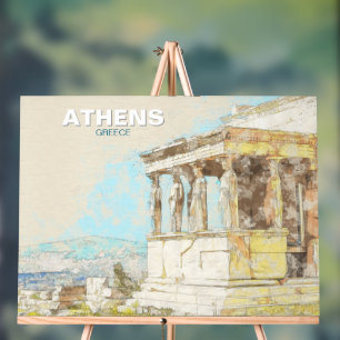 Athens Griekenland Reizen Acryl Teken –  Uitzicht Bord