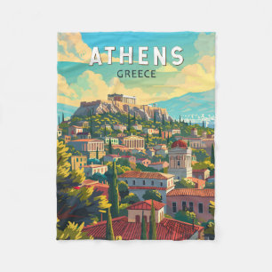 Athens Griekenland Travel Art Vintage Fleece Deken