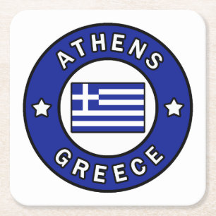 Athens Griekenland Vierkante Kartonnen Onderzetter