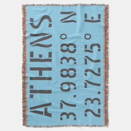 Athens Latitude Longitude Deken (Voorkant Verticaal)