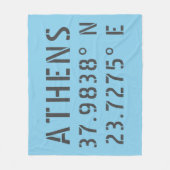 Athens Latitude Longitude Fleece Deken (Voorkant)
