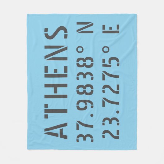 Athens Latitude Longitude Fleece Deken (Voorkant)