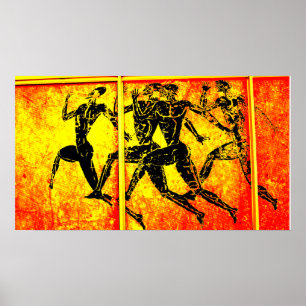 Athens Marathon Oranje Print