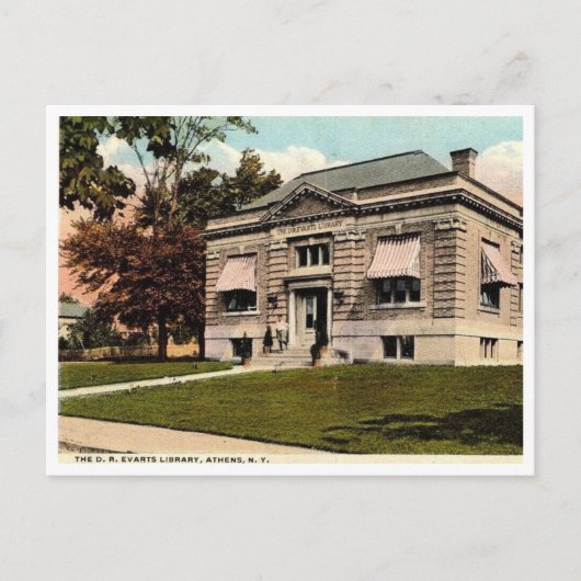 Athens NY, Bibliotheek, c1910 Vintage Briefkaart (Voorkant)