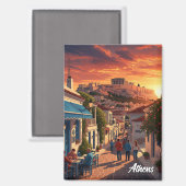 Athens Plaka Griekenland Reizen Magneet (Voorkant / Achterkant)
