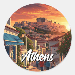 Athens Plaka Griekenland Reizen Ronde Sticker