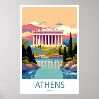 Athens Poster Reizen Vintage Skigebied Nationaal