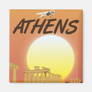 Athens "Reizen per vliegtuig" Gouden Zonsondergang Magneet