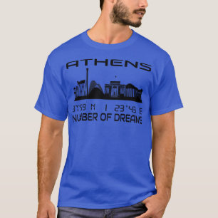 Athens Skyline GPS coördinaten Griekenland T-shirt