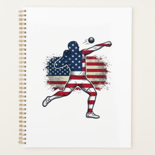 Athlète de lancer de poids patriotique dessin de g