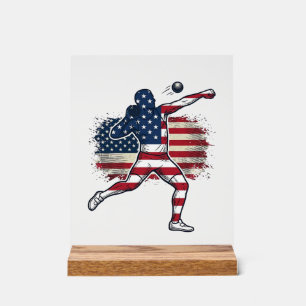 Athlète de lancer de poids patriotique Gravure vin