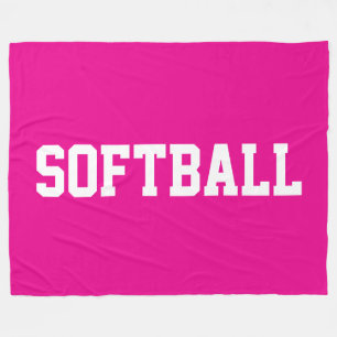 Athletic Bold Witte SOFTBALL Tekst Op Helder Roze Fleece Deken