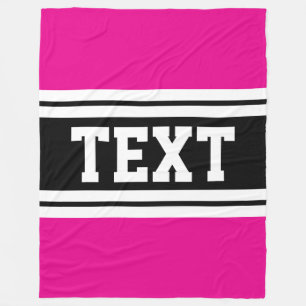 Athletic Bright Pink Black White Racing Stripes Fleece Deken