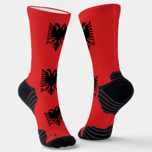 Athletic Crew Sock met vlag van Albanië Sokken (Gebogen)