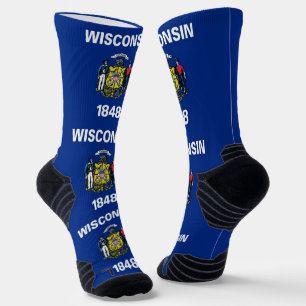 Athletic Crew Sock met vlag van Wisconsin, VS Sokken