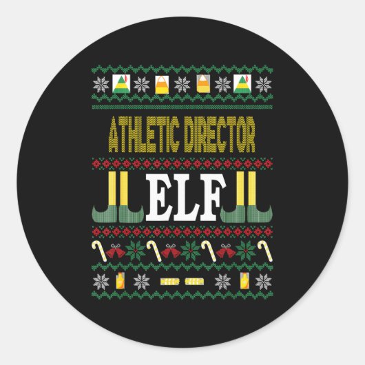 Athletic Director Elf Funny Christmas Gift  Ronde Sticker (Voorkant)