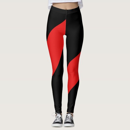 Athletic Dynamic Black en Red Leggings (Voorkant)