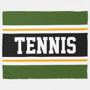 Athletic Forest Groene Gele Zwarte Tennis Stripes Fleece Deken